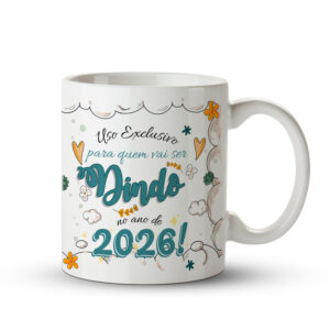 Caneca Revelação Dindo 2026 – Presente Criativo para Padrinho - Imagem 1