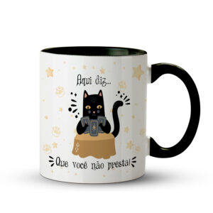 Caneca Gato Cartomante – Aqui Diz Que Você Não Presta - Preto - Imagem 1
