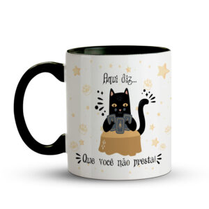 Caneca Gato Cartomante – Aqui Diz Que Você Não Presta - Preto - Imagem 2