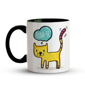 Caneca Gato Singelo, Clássico Foda-se - Preta - Imagem 2