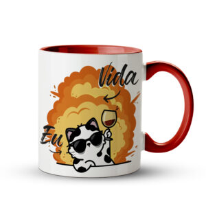 Caneca Gato Vida Loka - Vermelha - Imagem 1