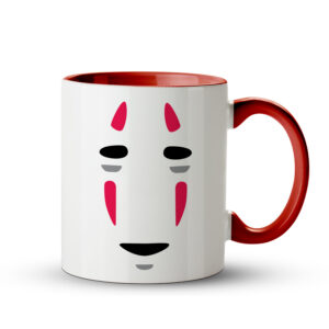 Caneca Sem Rosto (No-Face) Minimalista | A Viagem de Chihiro Preta Vermelha - Imagem 1