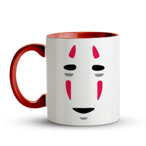 Caneca Sem Rosto (No-Face) Minimalista | A Viagem de Chihiro Preta Vermelha - Imagem 2