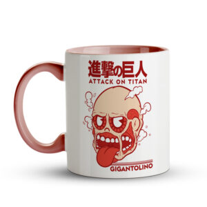 Caneca Attack on Titan Gigantolino | Caneca Anime Engraçada Rosa - Imagem 2