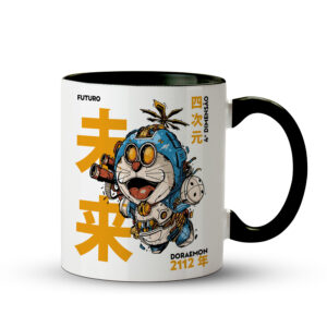 Caneca Doraemon Futuro 2112 | Quarta Dimensão | Caneca Geek Preto - Imagem 1
