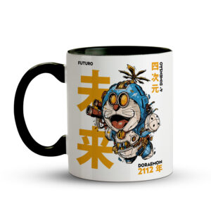 Caneca Doraemon Futuro 2112 | Quarta Dimensão | Caneca Geek Preto - Imagem 2