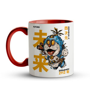 Caneca Doraemon Futuro 2112 | Quarta Dimensão | Caneca Geek Vermelho - Imagem 2